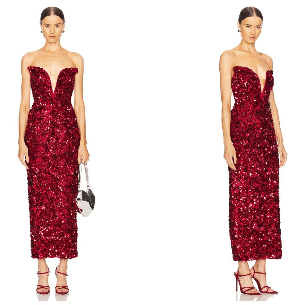 SELF-PORTRAIT Off-the-shoulder Sequin Dress In Red US 2 $615
